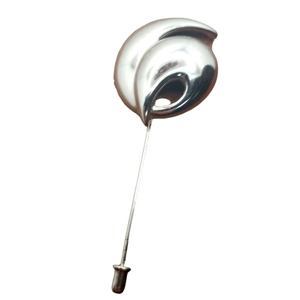 Kunio Matsumoto Signed Vintage Trafari Silver Tone Wavey Shell Pin Brooch.